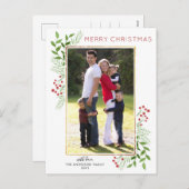 Winter Leaves Foliage Berry Merry-kerstfoto Feestdagenkaart (Voorkant / Achterkant)