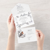 Winter Leaves Pine Cones Birds Berries Stems | All In One Uitnodiging (Afscheurbaar)