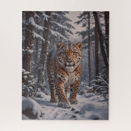Winter Leopard Puzzel (Verticaal)