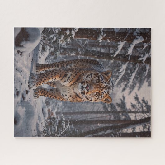Winter Leopard Puzzel (Horizontaal)