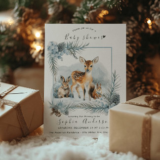 Winter Leuke Dieren Modern Baby shower Kaart