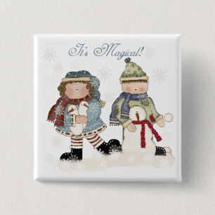 Winter Leuke T-shirts en cadeaus Vierkante Button 5,1 Cm