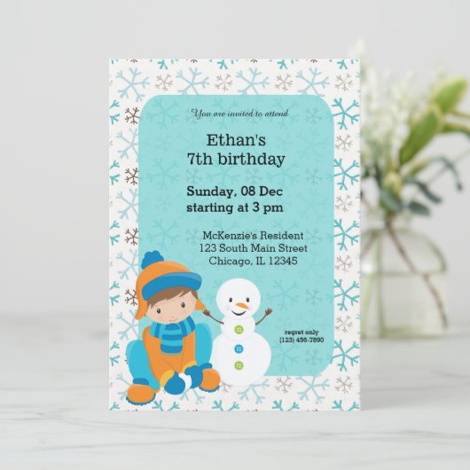 Winter leuke verjaardag kaart (Staand voorkant)
