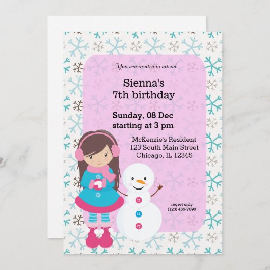 Winter leuke verjaardag kaart (Voorkant / Achterkant)