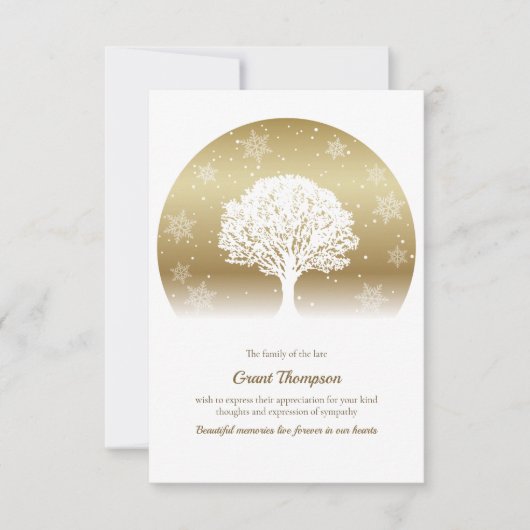 Winter Levensboom Condoleance Dankkaart Kaart (Voorkant)