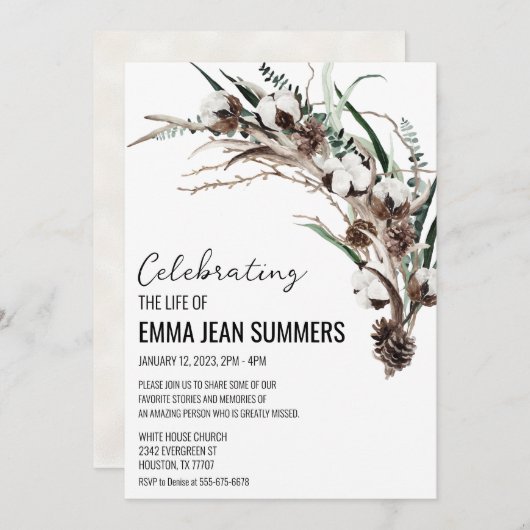 Winter Levensfeest Katoen Groenbladeren Kaart (Voorkant / Achterkant)