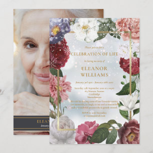 Winter Levensviering Funeral Bloemen Foto Kaart