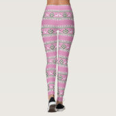 Winter Licht Roze en Witte Kerstmis Fair Isle Leggings (Achterkant)