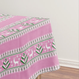 Winter Licht Roze en Witte Kerstmis Fair Isle Tafelkleed