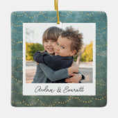 Winter Lichten dubbelzijdig persoonlijke foto Keramisch Ornament (Voorkant)
