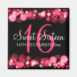 Winter Lief 16 Verjaardagsfeestje Rode Bokeh Licht Magneet