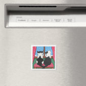 Winter Liefde Katten Holding Tails | Cat Art Magneet (Insitu (Vaatwasser))