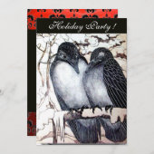 WINTER LIEFDEBOGELS ZWART WIT ROOD DAMAST MONOGRAA KAART (Voorkant / Achterkant)