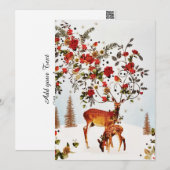 Winter Liefdesvogel Keramiekboom Waterverf Feestdagenkaart (Voorkant / Achterkant)