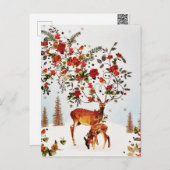 Winter Liefdesvogel Kerstdroom Waterverf Feestdagenkaart (Voorkant / Achterkant)