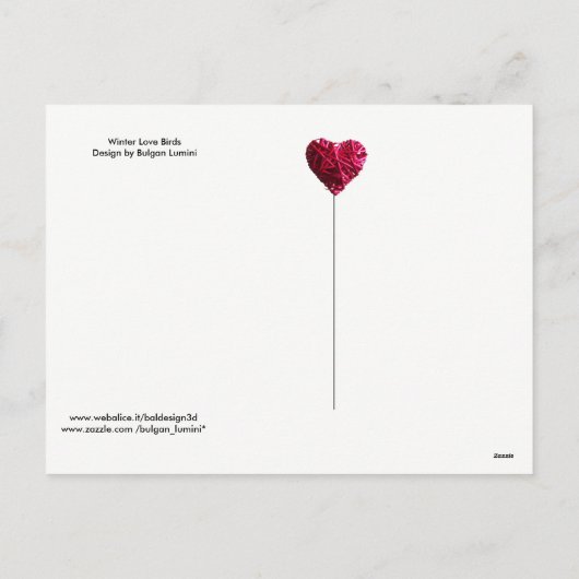 WINTER LIEFDESVOGELS IN SNEEUW VALENTIJN DAG FEESTDAGENKAART (Achterkant)