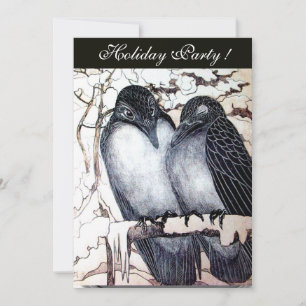 WINTER LIEFDESVOGELS ZWART WIT ROOD DAMAST MONOGR KAART