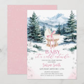 Winter Lieve Roze Boog Wieg Baby Shower Kaart (Voorkant / Achterkant)