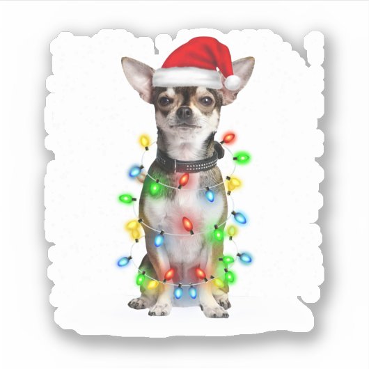 Winter Light Chihuahua Xmas Color Light Sticker (Voorkant)