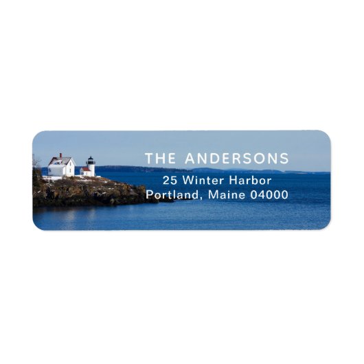 Winter Lighthouse Return Address Label (Voorkant)