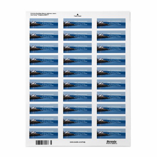 Winter Lighthouse Return Address Label (Full Sheet)