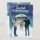 Winter Lights Starry Sky Joyful Kerstfoto Ho Feestdagenkaart (Voorkant / Achterkant)