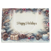 Winter Lijst Holiday Gift Bag Groot Cadeauzakje (Voorkant)