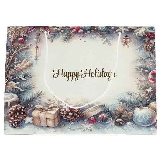 Winter Lijst Holiday Gift Bag Groot Cadeauzakje (Voorkant)