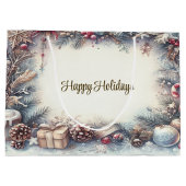 Winter Lijst Holiday Gift Bag Groot Cadeauzakje (Achterkant)