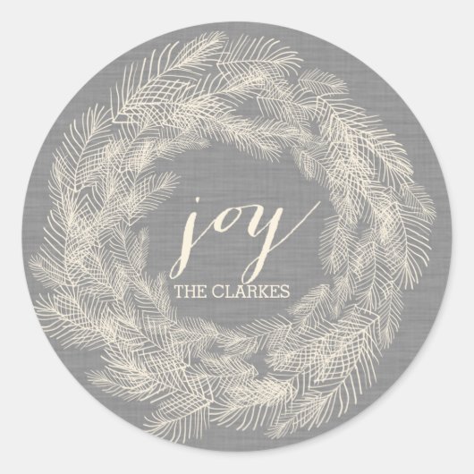 WINTER LINEN | STYLISH HOLIDAY GIFT-LABELS RONDE STICKER (Voorkant)