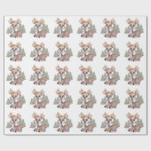 Winter Little Reindeer Sewn Patchwork Baby shower Cadeaupapier (Vlak)