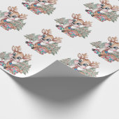 Winter Little Reindeer Sewn Patchwork Baby shower Cadeaupapier (Hoek)