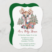 Winter Little Reindeer Sewn Patchwork Baby shower Kaart (Voorkant / Achterkant)