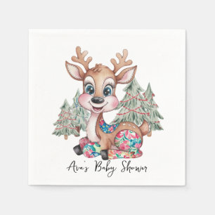 Winter Little Reindeer Sewn Patchwork Baby shower Servet