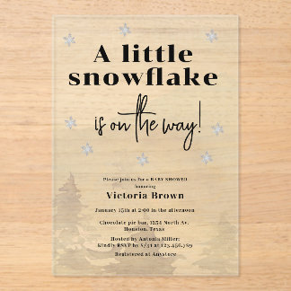 Winter Little Snowflake Baby Shower  Acryl Uitnodigingen