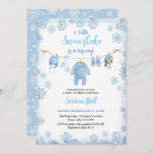 Winter Little Snowflake Baby shower Boy Blue Kaart (Voorkant / Achterkant)