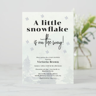 Winter Little Snowflake Baby Shower Invitation Kaart
