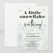 Winter Little Snowflake Baby Shower Invitation Kaart (Voorkant / Achterkant)