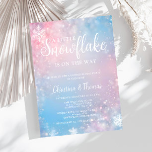 Winter Little Snowflake Baby shower Invitation Kaart