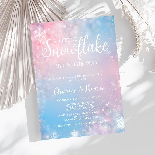Winter Little Snowflake Baby shower Invitation Kaart