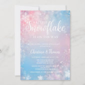Winter Little Snowflake Baby shower Invitation Kaart (Voorkant)