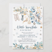 Winter Little Snowflake Clothesline Baby Shower  Kaart (Voorkant)