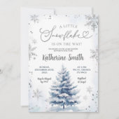Winter Little Snowflakes Pine Tree Baby shower Kaart (Voorkant)