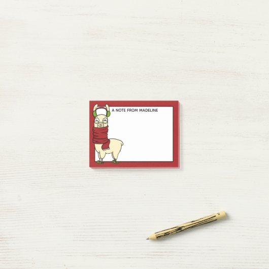 Winter Llama | In oorboeien en schuifpannen Post-it® Notes (Op bureau)