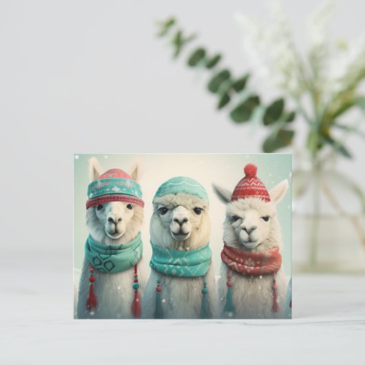 Winter Llamas Feestdagenkaart (Staand voorkant)