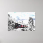 Winter Locomotief Scène Canvas Afdruk (Voorkant)