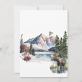 Winter Lodge in de bergen bruiloft uitnodiging (Achterkant)