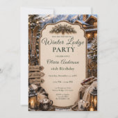Winter Lodge Zestien Feest Kaart (Voorkant)