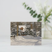 Winter Log Cabin Briefkaart (Staand voorkant)