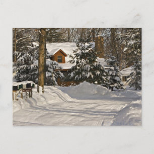 Winter Log Cabin Briefkaart